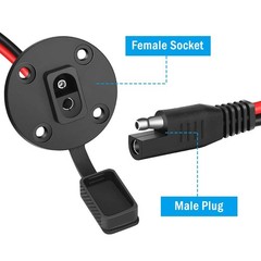 Electop SAE Power Socket Sidewall Port, Weatherproof SAE Quick Connect Solar