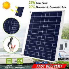 25W Car Solar Panel 12V Battery Charger System Maintainer Marine Boat RV Safe