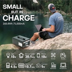 Portable Power Station 300W 268Wh LiFePO4 Solar Generator 100W Type-C AC Outlet