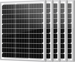 5-Pack 20W 12V Monocrystalline Solar Panels for RV, Boat, and Off-Grid Use