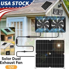Solar Powered Fan Kit 15W Solar Panel Waterproof DC Exhaust Fan for Chicken Coop