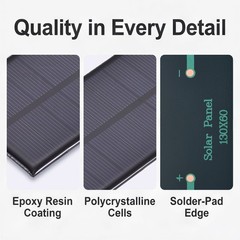 5Pcs 5V 1W 200mA Mini Polycrystalline Solar Panel 5.1×2.4″/130x60mm