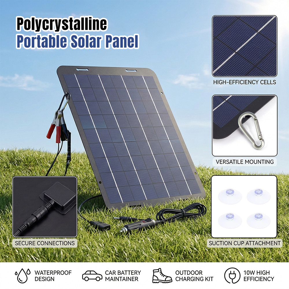 30W Portable Mono Solar Panel Trickle Charger Kit Car Battery Maintainer Van