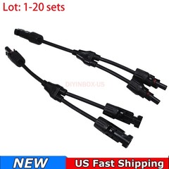 Y Branch Solar Panel Connector Cable 30A 1 to2 Parallel Adapter Waterproof Lot