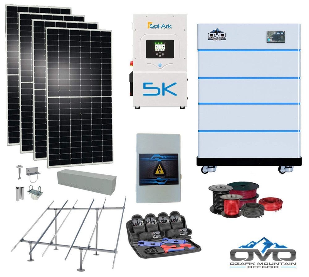 2.2KW Complete Offgrid Solar Kit + 5K Sol-Ark Inverter + 20.48KW OMO Stack Lithi