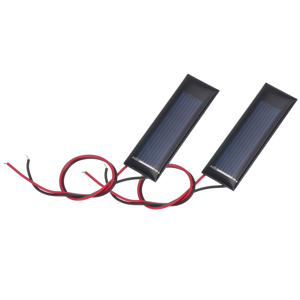 For 2 Mini 0.5V 0.08W 160mA Solar Panels with 2 Cables, 53x18mm