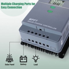 80A 60A AMP MPPT Solar Panel Regulator Charge Controller 12V/24V 1000W/2000W LCD