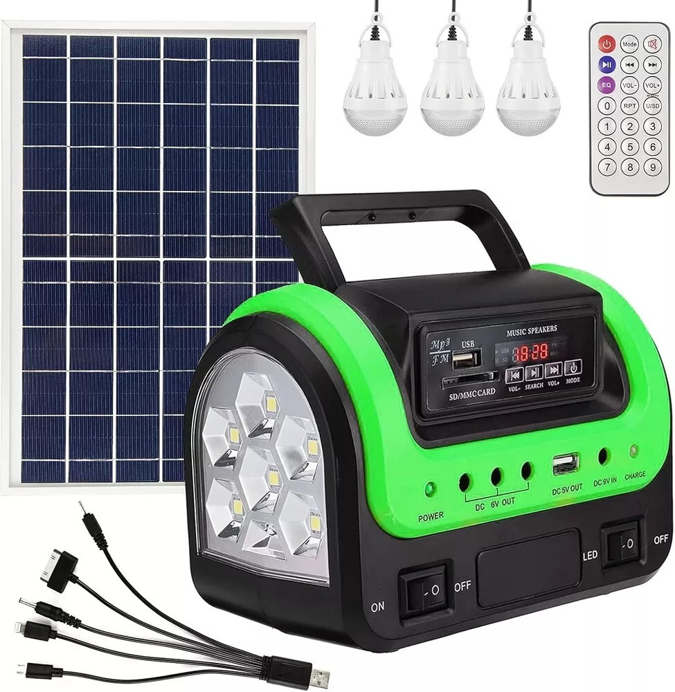 Estacion De Energia Generador Portatil Recargable Con Panel Solar y 3 Bombillas