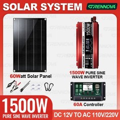 Grennova 1500W Off-Grid Solar System 60W Panel 60A MPPT Pure Sine Inverter