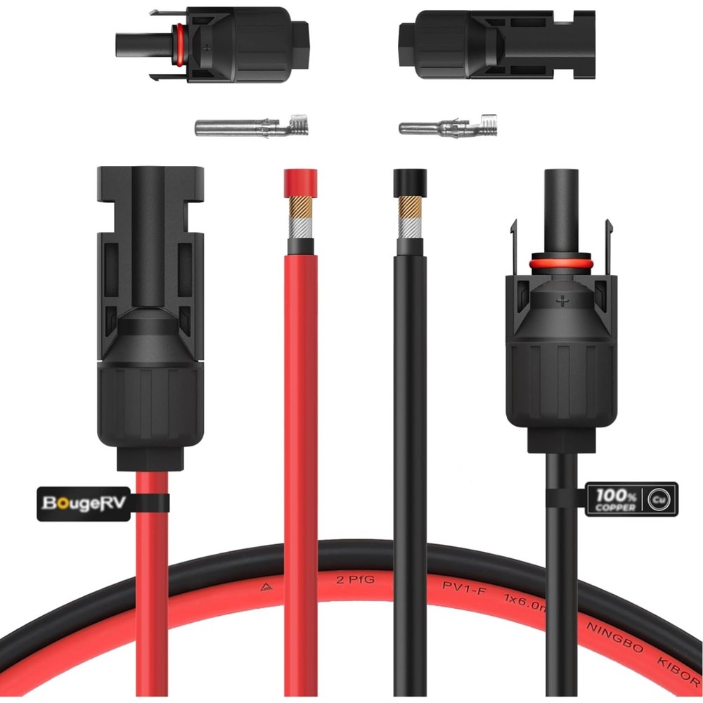 10AWG Solar Extension Cable 10FT – Pure Copper with Extra Connectors Included