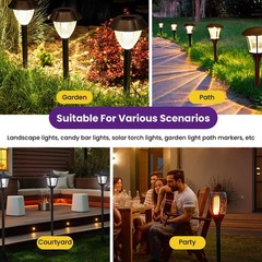 SATUY 10 Pcs Solar Light Stakes 10 Ground & Round Bases, Black