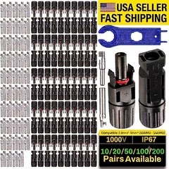 10/20/50/100/200 Pairs Solar Cable Connectors Male Female DIY For Solar Panel US