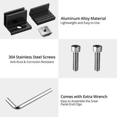 10pcs Adjustable Solar Panel Mounting Brackets Kit, Aluminum End Clamps & Screws