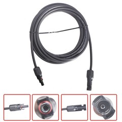 6mm²/10AWG 1 Pair 15ft Black + Red Solar Panel Extension Cable Wire Connector