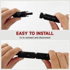 10FT 10AWG Solar Panel Extension Cable – IP68 Waterproof, Tool-Free Connectors,