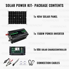 Grennova 1500W Solar Kit 40W Panel 60A MPPT 110/220V Inverter Off-Grid Home RV