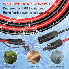 Solar Panel to SAE Adapter Cable – 6FT 10AWG Solar Extension Cable for RV Sol…