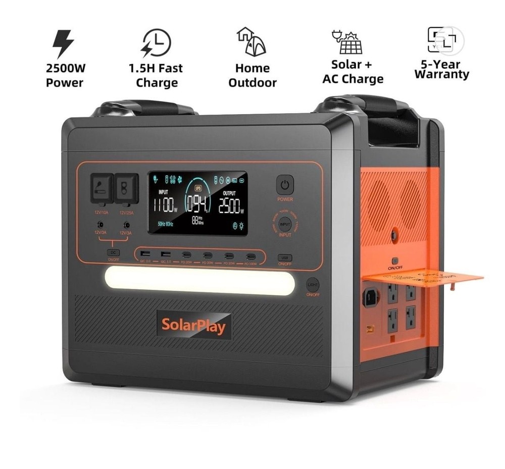 SolarPlay Q2402M Portable Power Station 2304Wh LiFePO4 2500W Solar Generator