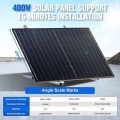 Adjustable Solar Panel Mount Brackets – 45″ Tilt for 2-4pcs 100W-400W, Roof/RV/B