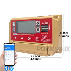 Solar Controller with Bluetooth/WiFi, HD LCD, Dual USB, Metal Heat Dissipation,