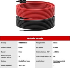 40Feet 10AWG Solar Panel Extension Cable for RV Boat Hom (10 AWG-40Ft)