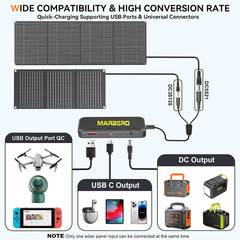 MARBERO 88.8Wh Portable Power Station with 30W Solar Panel 150W Peak Camping Sol