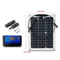 25W Flexible Solar Panel 12V Charger with Controller and MC4 for RV Marine Off
