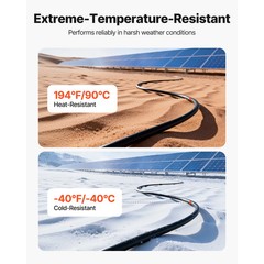 Solar Panel Wire Kit, 50 ft Black and 50 ft Red, 10 AWG (6 mm²) Extension Cable,