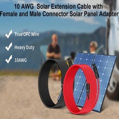 Color-Coded 2FT 10AWG Solar Panel Extension Cable for Efficient Energy Transfer