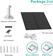 5W Solar Panel for Security Camera, USB Solar Panel for DC 5V Outdoor Recharg…