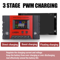 5200W 100A Auto Solar Charge Controller LCD Display Current PWM Controller 4 USB