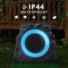 2-Pack Solar Powered Rock Speakers Outdoor Water-Resistant IP44 Rock Speaker wit