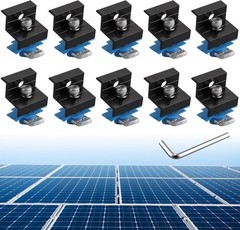 10pcs Solar Panel End Clamp for Standard Unistrut, Aluminum 30mm/35mm Solar P…
