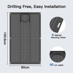 100W Flexible Solar Panel Black Solar Charger For Power Station Camping Outdoor