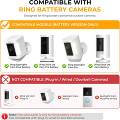 8W Solar Panel for Ring Camera, 3-Pack Solar Panel Charger Compatible with Ring