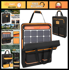 Solar Panel Storage Bag for 200W 100W | Travel Carrying Case, Zipper, Multi-Acce