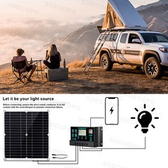 10000W Solar System Complete Set Dual USB Inverter 220V 300W Solar Panel 100A