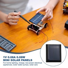 MECCANIXITY 8PCS 1V 0.08W 0.08A Mini Solar Panels for Power, Black