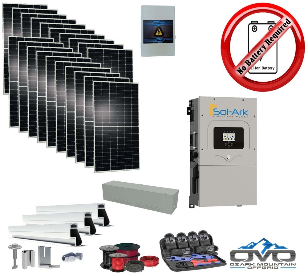 10KW Complete Offgrid Solar Kit + 15K Sol-Ark Inverter +11KW Solar with Roof Mou