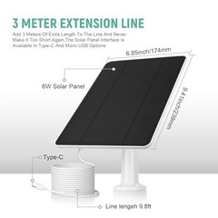 USB Solar Panel for Ring Camera – Type-C Solar Panel Charger 5v 6w with 10ft