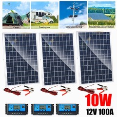 10W Solar Panel 12V Solar Battery Trickle Charger 100A W/ Controller Maintainer