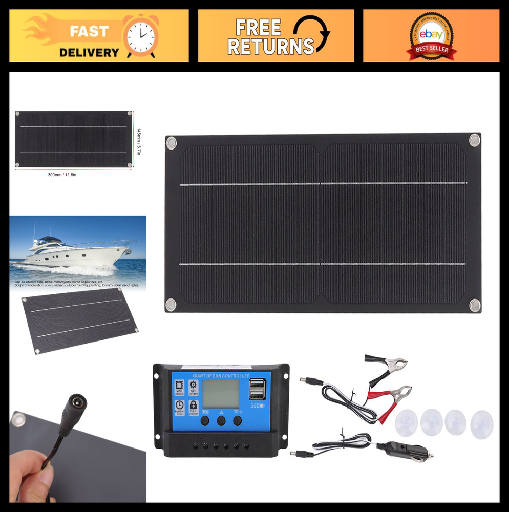 Waterproof 12V Solar Battery Charger Kit, 600W Solar Panel Maintainer for Marine