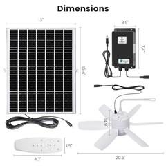 Fanspex 20.5” Solar Rechargeable Ceiling Fan Light with Battery Backup, 25W