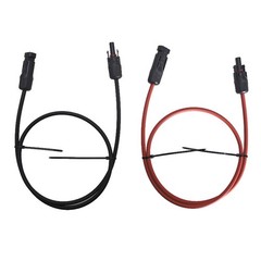 1 Pair 10 AWG 3 Feet Black + Red Solar Panel Extension Cable Wire Connector