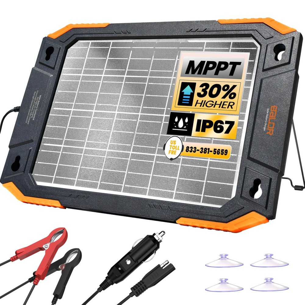 12V Solar Battery Charger, 13W Waterproof Dual Sided Battery Maintainer, IP67…