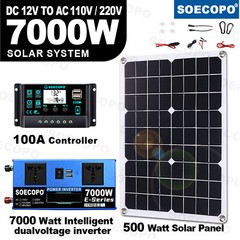 7000W 100A 110V Solar Panel Kit Complete Solar Power Generator Home Grid Syste