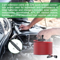10FT 10AWG SAE Extension Cable with Quick Disconnect & Polarity Reverse Adapter