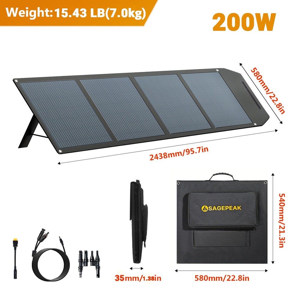 SAGEPEAK 300W Portable Solar Panel Foldable Mono Charger XT60 DC Power Station