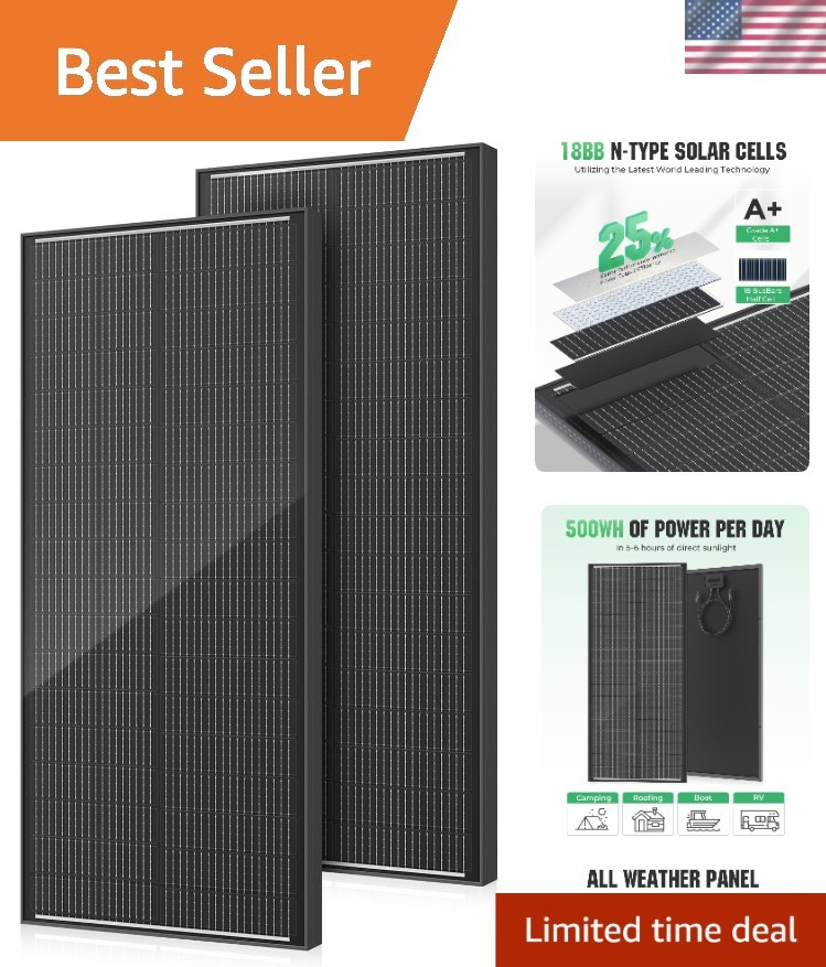 2Pcs 100W Solar Panels with 25% Efficiency for RV and Marine Use
