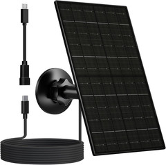 Solar Panel for Security Camera, 7W Solar Charger with Micro USB & USB-C Port, I